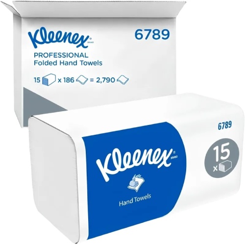 Полотенца бумажные листовые Kimberly-Clark Z-сложение 2-слойные белые 15 пачек по 186 листов (6789) 126117 126117