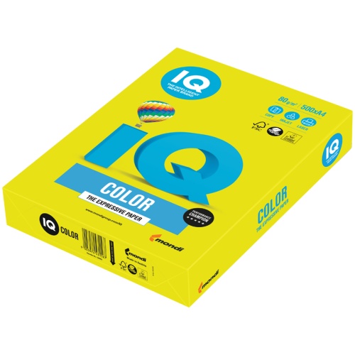 Бумага IQ "Color neon" А4, 80г/м2, 100л. (желтый неон)