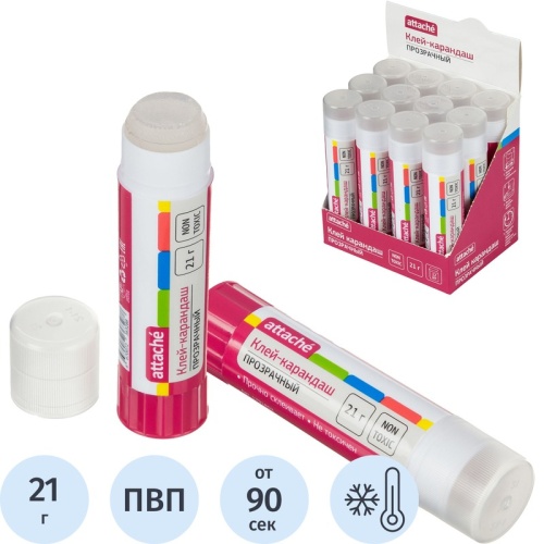 Клей-карандаш Attache 21 г прозрачный