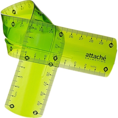 Линейка 30 см Attache Selection Flexible пластиковая зеленая прозрачная