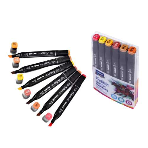 Маркер худож набор Mazari FANTASIA 6цв Autumn colors (2ст:пулевид3.0/клиновид6.2)ПВХ-упак 5164628