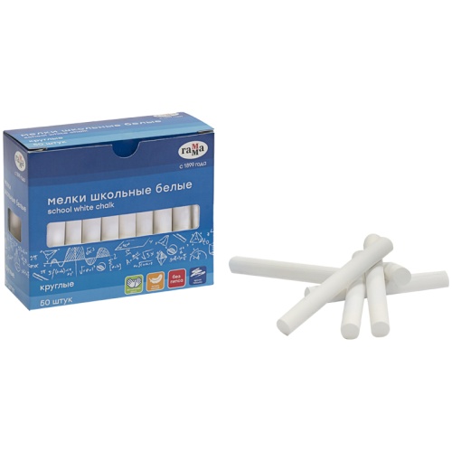 Мелки школьные Гамма, белые, 50шт., мягкие, круглые
