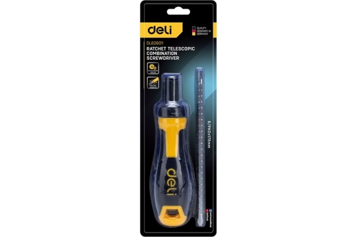 Двухсторонняя отвертка с трещеткой Deli DL626011 PH2+SL6x180мм 6/PH2x180мм. Материал биты: Cr-V. Общ