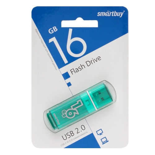 Память USB Flash 16 GB Smartbuy "Glossy" USB 2.0 Flash Drive, зеленый