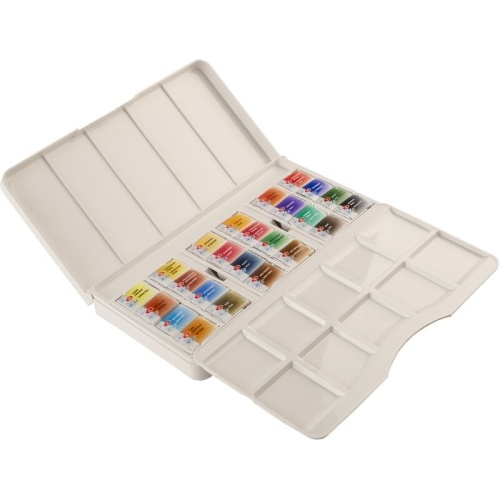 Акварель Белые ночи, художественная, 24 цвета, кюветы, пластик, палитра Акварель Белые ночи, художественная, 24 цвета, кюветы, пластик, палитра