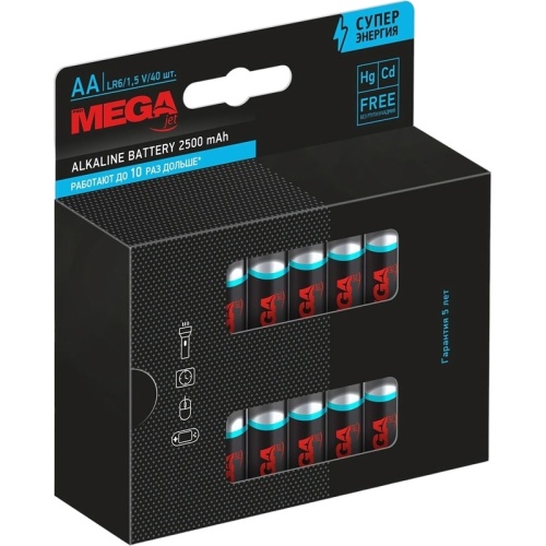 Батарейка АА пальчиковая ProMega jet (40 штук в упаковке)