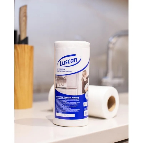 Салфетки хозяйственные в рулоне Luscan спанлейс 23x22 см 40 г/кв.м белые (70 листов) 522382 522382