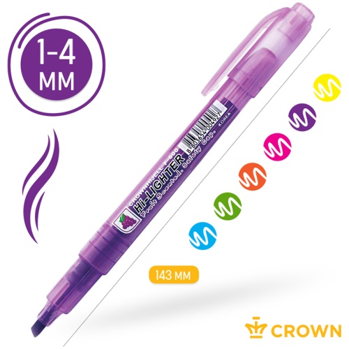 Набор текстовыделителей Crown "Multi Hi-Lighter Aroma" 6 цветов, 1-4мм, ароматизированные