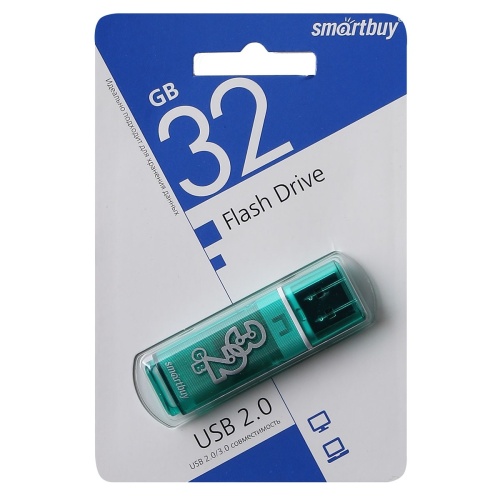 Память USB Flash 32 GB Smartbuy "Glossy" USB 2.0 Flash Drive, зеленый