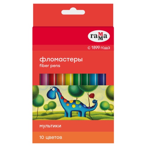 Фломастеры Гамма "Мультики", 10цв., смываемые. упак.