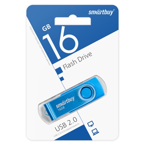 Память USB Flash 16 GB Smartbuy "Twist" USB 2.0 Flash Drive, синий