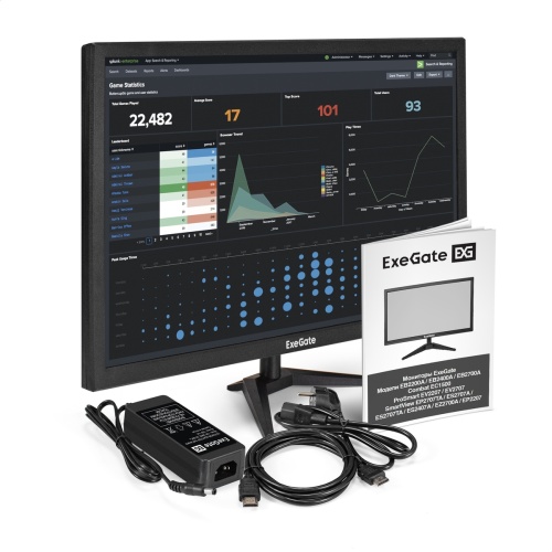 Монитор 27" ExeGate EB2700A VA 1920x1080, 75 Гц, 5 мс, 16:9, 200 кд/м², 1xHDMI, 1xVGA, черный
