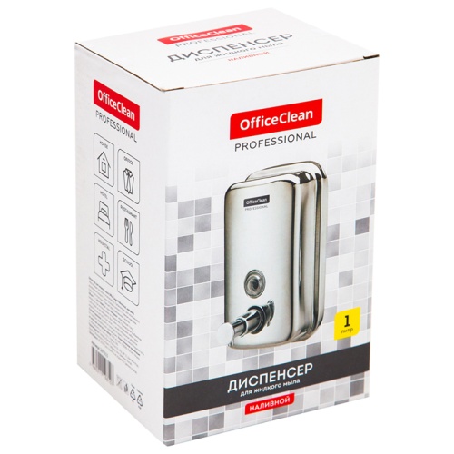 Диспенсер для жидкого мыла OfficeClean Professional, наливной, механический, нержавеющая сталь, 1л Диспенсер для жидкого мыла OfficeClean Professional, наливной, механический, нержавеющая сталь, 1л