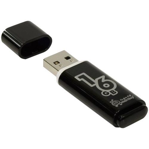 Память USB Flash 16 GB Smartbuy "Glossy" USB 2.0 Flash Drive, черный