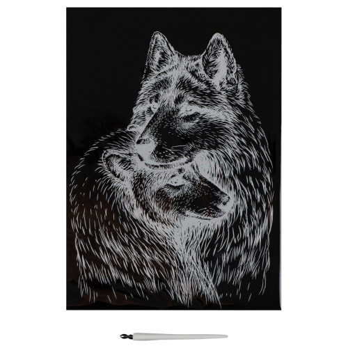 Гравюра с эффектом серебра ТРИ СОВЫ "Волки", А4 Гравюра с эффектом серебра ТРИ СОВЫ "Волки", А4