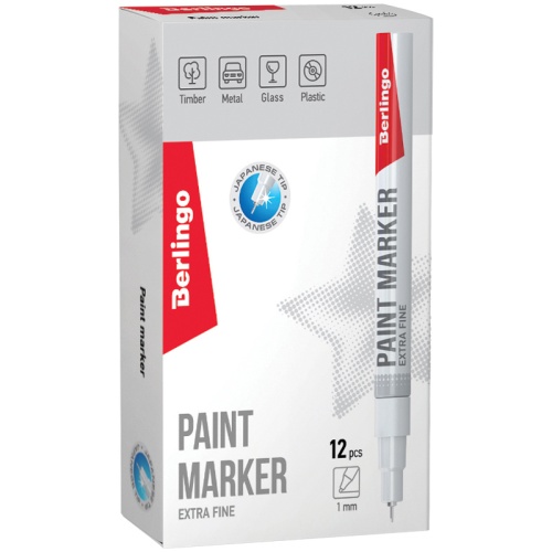 Маркер-краска Berlingo "Uniline PA100" белая, 1мм, нитро-основа