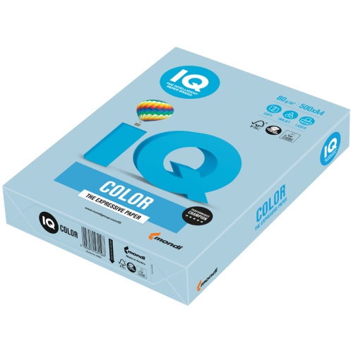 Бумага IQ "Color pale" А4, 80г/м2, 500л. (голубой лед)