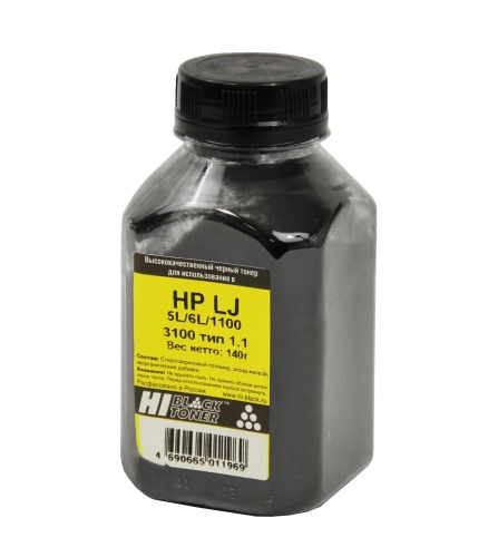 тонер hp lj 5l/6l/1100/3100, тип 1.1, bk, 140 г, hi-black