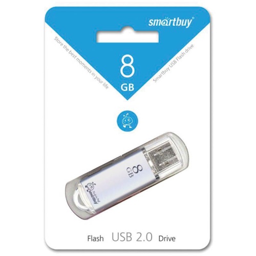 Память USB Flash 8 GB Smartbuy "V-Cut" USB 2.0 Flash Drive, серебристый (металл. корпус )