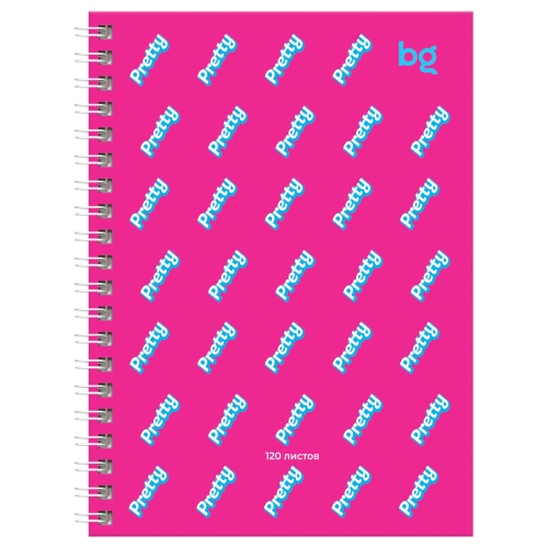 Записная книжка А6 120л., на гребне BG "Стиль Барби", матовая ламинация, выб. лак, твердая обложка