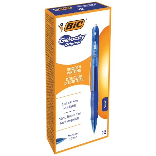 Ручка гелевая автоматическая Bic "Gelocity" синяя, 0,7мм, грип