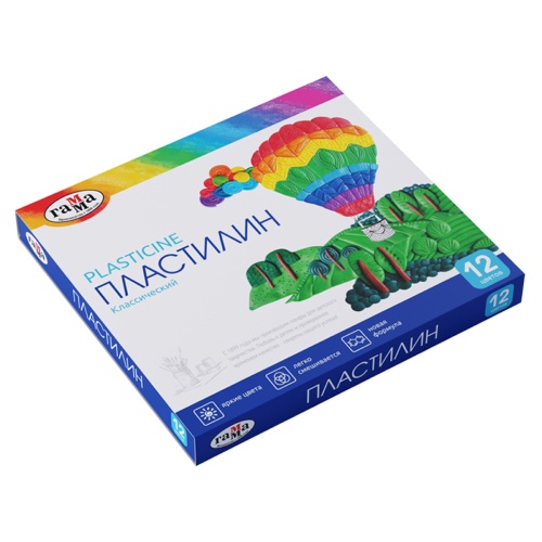Пластилин Гамма "Классический", 12 цветов, 240г, со стеком