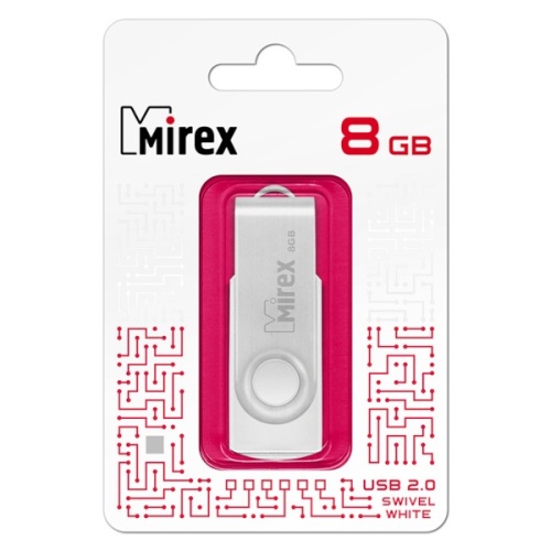 Память USB Flash 8 GB Mirex Swiwel USB 2.0 Белый