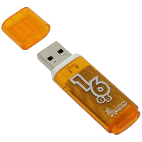Память USB Flash 16 GB Smartbuy "Glossy" USB 2.0 Flash Drive, оранжевый