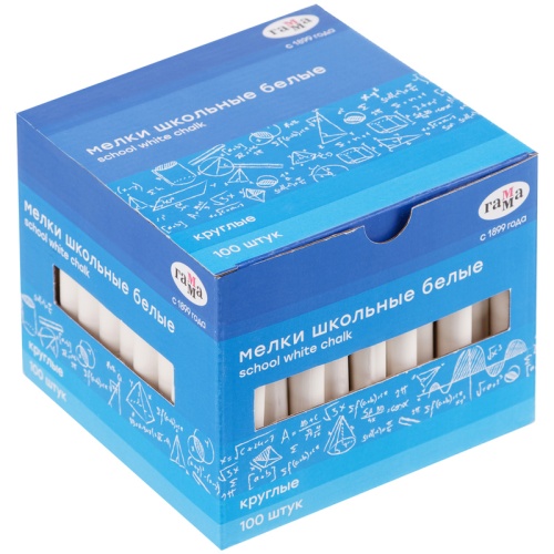 Мелки школьные Гамма, белые, 100шт., мягкие, круглые Мелки школьные Гамма, белые, 100шт., мягкие, круглые