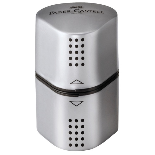 Точилка для карандашей Faber-Castell Trio Grip 2001 пластиковая c контейнером серая