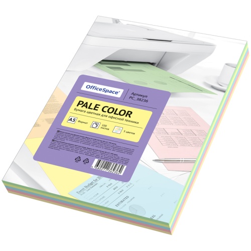Бумага цветная OfficeSpace "Pale Color", А5, 80г/м², 100л., (5 цветов) Бумага цветная OfficeSpace "Pale Color", А5, 80г/м², 100л., (5 цветов)