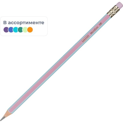 Карандаш чернографитный HB Attache Meridian заточенный, с ластиком ассорти