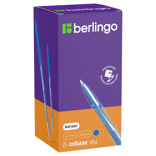 Ручка шариковая Berlingo "Tribase Sky" светло-синяя, 0,7мм