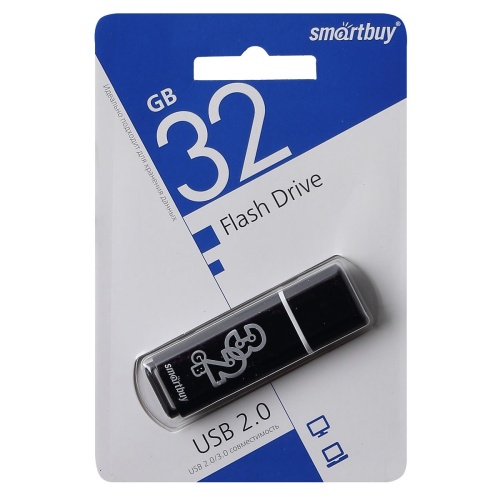 Память USB Flash 32 GB Smartbuy "Glossy" USB 2.0 Flash Drive, черный