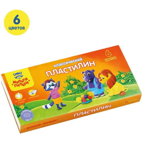 Пластилин Мульти-Пульти "Приключения Енота", 06 цветов, 120г, со стеком, картон Пластилин Мульти-Пульти "Приключения Енота", 06 цветов, 120г, со стеком, картон