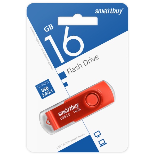 Память USB Flash 16 GB Smartbuy "Twist" USB 3.0 Flash Drive, красный