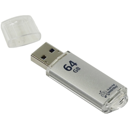 Память USB Flash 64 GB Smartbuy "V-Cut" USB 2.0 Flash Drive, серебристый (металл. корпус )