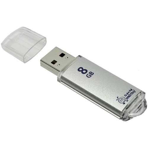 Память USB Flash 8 GB Smartbuy "V-Cut" USB 2.0 Flash Drive, серебристый (металл. корпус )