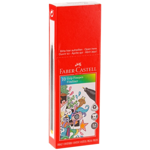 Ручка капиллярная Faber-Castell "Grip Finepen" черная, 0,4мм, трехгранная