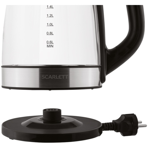 Чайник электрический Scarlett SC-EK27G19, 2.2л, 2200Вт, с подсветкой, стекло/пластик