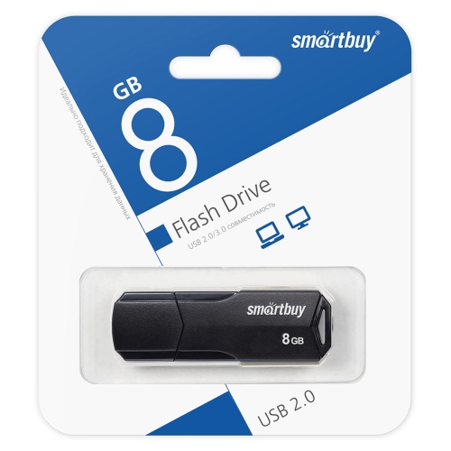 Память USB Flash 8 GB Smartbuy "Clue" USB 2.0 Flash Drive, черный