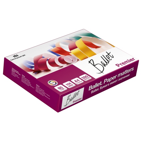 Бумага A4, Ballet Premier, 80 г/м2, 500 л., класс "A" ColorLok