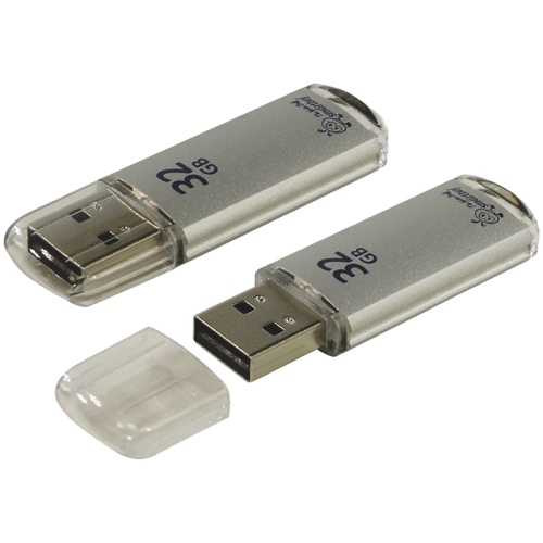 Память USB Flash 32 GB Smartbuy "V-Cut" USB 2.0 Flash Drive, серебристый (металл. корпус )