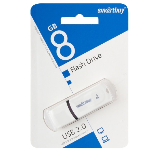 Память USB Flash 8 GB Smartbuy "Paean" USB 2.0 Flash Drive, белый
