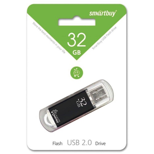 Память USB Flash 32 GB Smartbuy "V-Cut" USB 2.0 Flash Drive, черный (металл. корпус )