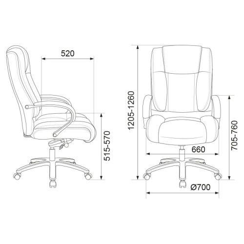 Кресло руководителя Бюрократ T-9925SL/BLACK, черный, кожа, крестовина хром (до 200кг)