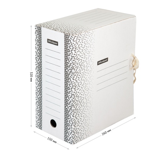 Папка архивная с завязками OfficeSpace "Standard" плотная, микрогофрокартон, 150мм, белый, 1400л.