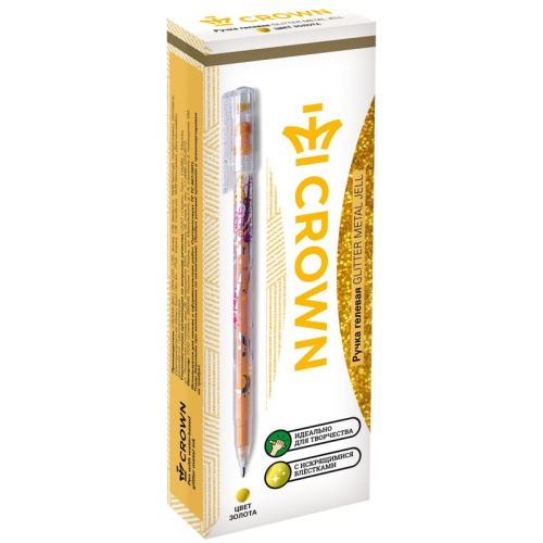 Ручка гелевая Crown "Glitter Metal Jell" золото с блестками, 1,0мм Ручка гелевая Crown "Glitter Metal Jell" золото с блестками, 1,0мм