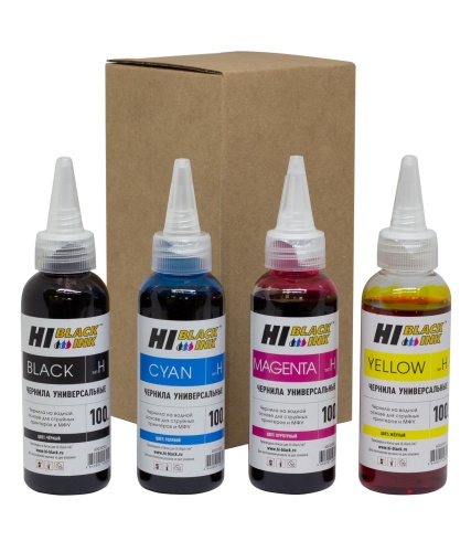 Чернила HP (тип H), на водной основе, набор 4 цвета, (4 * 100мл) Hi-Black