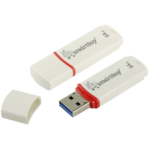 Память USB Flash 64 GB Smartbuy "Crown" USB 2.0 Flash Drive, белый